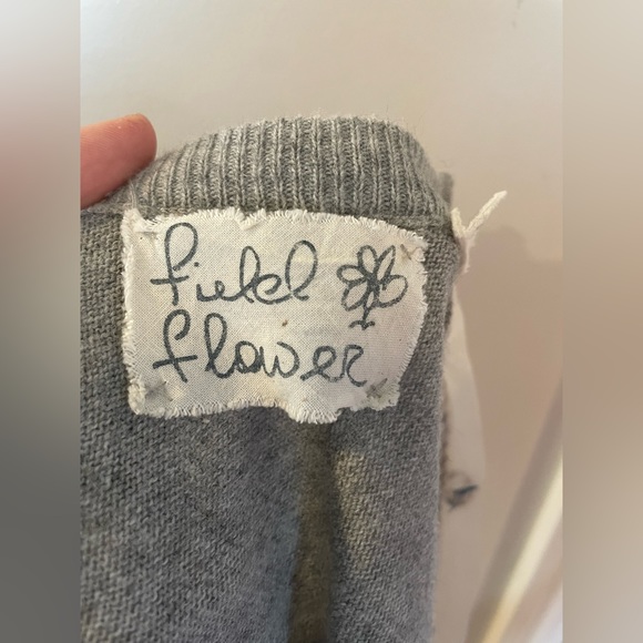 Anthropologie Gray Wool Cashmere Houndstooth Trimmed Cardigan - Picture 8 of 11